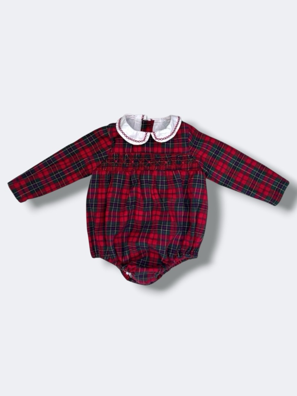 Edgehill Collection x Darby Fallon Plaid Bubble Romper Baby 9M Holiday Christmas
